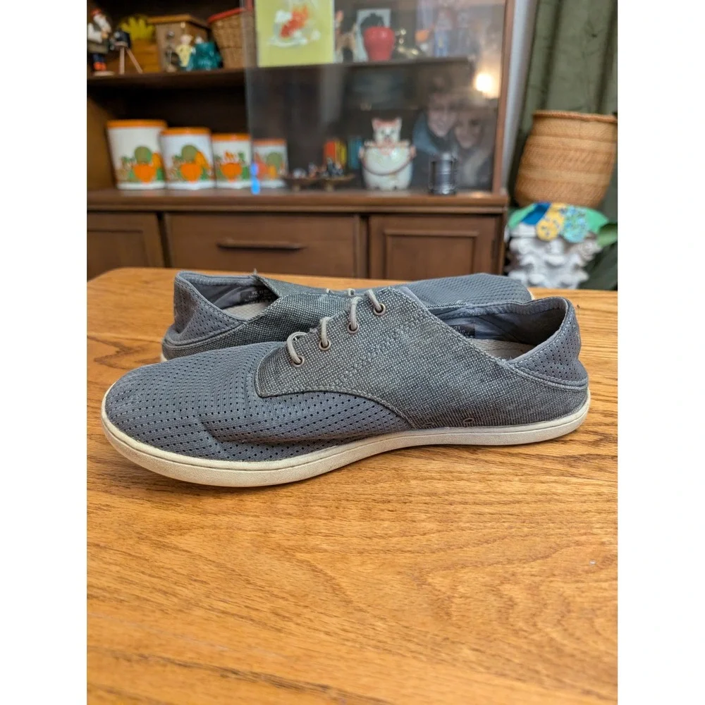 Olukai Nohea Mesh Grey Slip On Sneakers Mens 9.5‎ Drop In Heel Casual Shoes